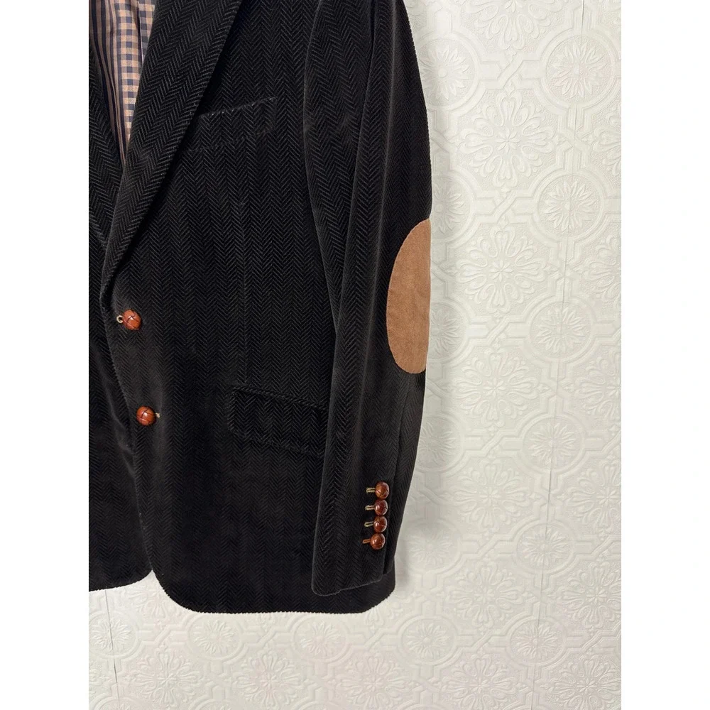 Custom Made Chocolate Brown Wool Sport Coat Suit Jacket Elbow Patches 42 Short